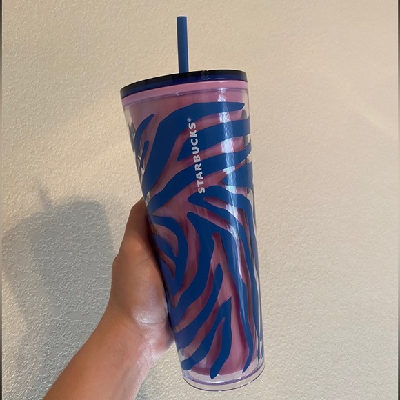 NWT Purple & Blue Zebra Print Starbucks Tumbler - Picture 1 of 3